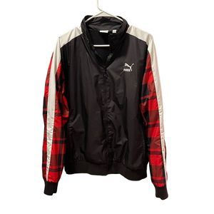 Puma Peacoat Check Woven Track Jacket T7 Track'68, Black Red & White-Jacket M